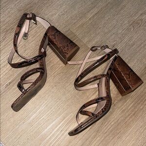 Snakeskin Strappy Block Heel Sandals